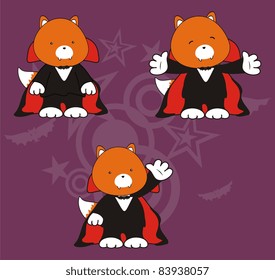 fox dracula cartoon set in vector format
