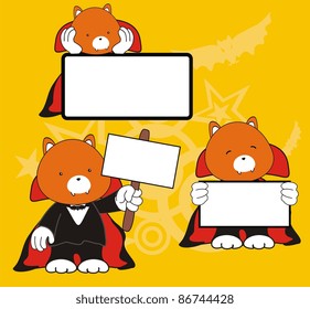 fox dracula cartoon signboard set in vector format
