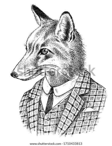 Mr Howl T-Shirt Animals Fox Gentleman Suit Funny Intelligent Mobster Mafia E053