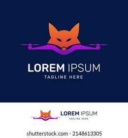 Fox and drone logo in very cool gradient colors