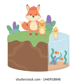 Fox and duck cartoon design