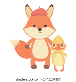 Fox and duck cartoon design