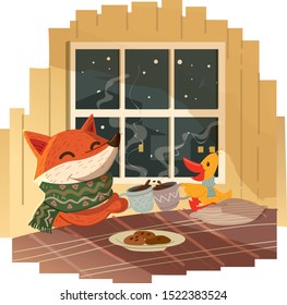 Fox and Duck Winter Fun - Animals Seasonal Set