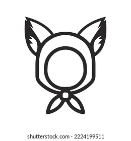 Fox ear face hoodie head icon on a white background. Vector illustration