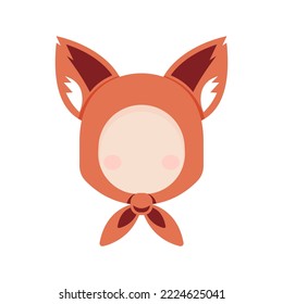 Fox ear face hoodie head icon on a white background. Vector illustration