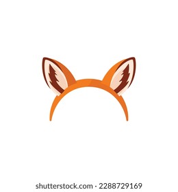 Fox ears headgear for photo application props, flat cartoon vector illustration isolated on white background. Animal ears on headband or hair bezel for carnival costume.