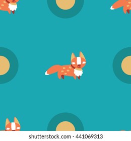 Fox editable vector seamless pattern