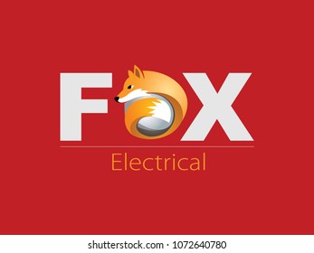 Fox Electrical Logo with Rounded Fox in O Letter 