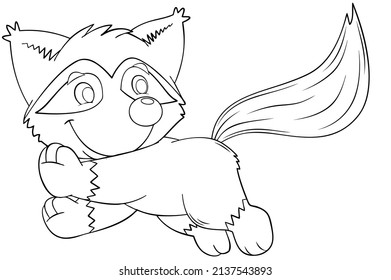 Fox. Element for coloring page. Cartoon style.