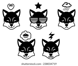 Fox emoticons. EPS10