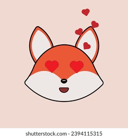 Fox mit Emotionen im flachen Stil, Vektordesign
