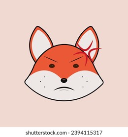 Fox mit Emotionen im flachen Stil, Vektordesign
