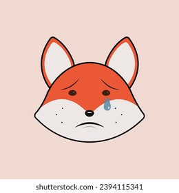 Fox with emotions in flat style, vector design
