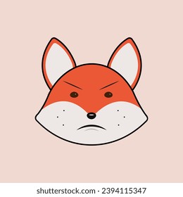 Fox with emotions in flat style, vector design
