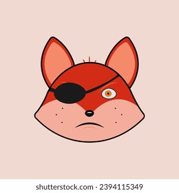 Fox with emotions in flat style, vector design
