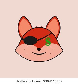 Fox with emotions in flat style, vector design
