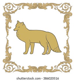 Fox engraved illustration. Vector
