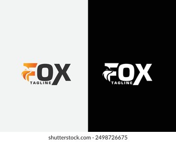 Fox F letter logo template. Fox wordmark logo design. Business. Lettering design. Wolf F letter vector. Typography wordmark design.