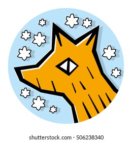 Fox face avatar icon with snowflakes.