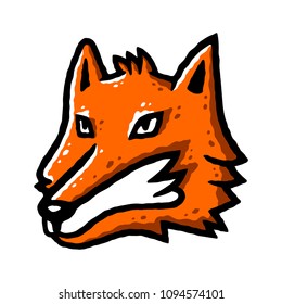 Fox face. Cartoon orange fox face on white background isolated. Stock Vector Illustration.