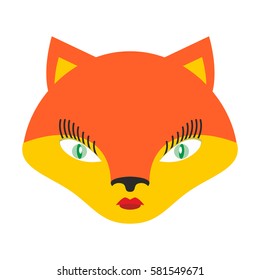 Fox face. Cute she-fox head. element for kids design
