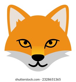 Fox face emoji flat illustration on white background. Fox face animal icon