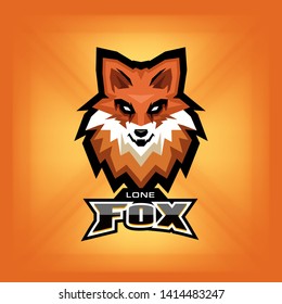 fox face esport logo design on orange background