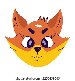 Fox face flat sticker, download premium 