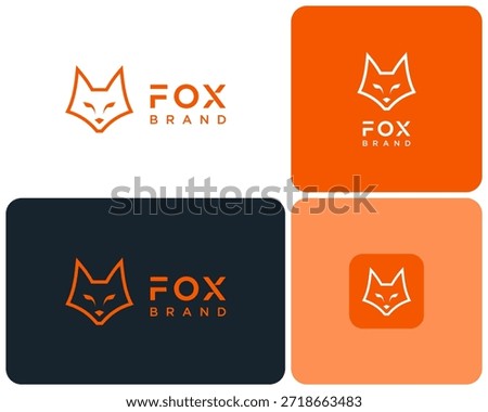 Fox Face Head Line Art Outline Flat Drawing Minimalist Vector Logo Design Illustration