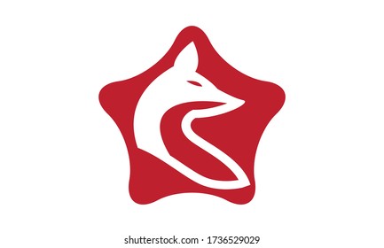 Fox face or head looking to the side in a star for logo design vector.  Fox symbol illustration on white background