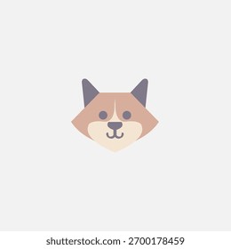 Fox face ícone design com estilo simples, minimalista, bonito e adorável vetor plano