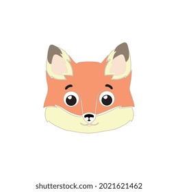 Fox face isolated on white background. Fox head cartoon icon.