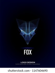 Fox face Logo design with electric blue lines