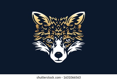 Fox face logo gold on dark background
