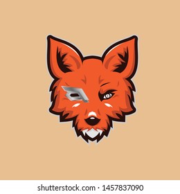 fox face logo template and sticker serious, angry, manly using illustration logo style  