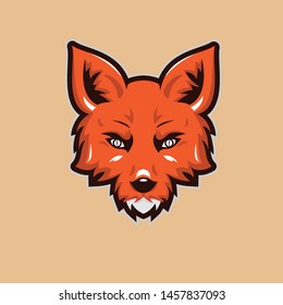 fox face logo template and sticker serious, angry, manly using illustration logo style  