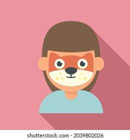 Fox face painting icon flat vector. Child paint. Animal mask