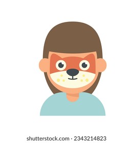 Fox face painting icon flat vector. Child paint. Animal mask isolated