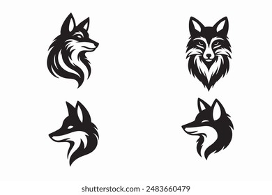 fox face silhouette vector  illustration