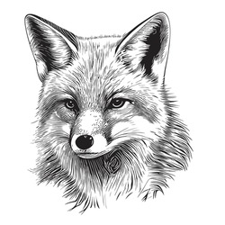 Fox Face Sketch Hand Drawn In Doodle Style Illustration