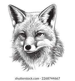 Fox face sketch hand