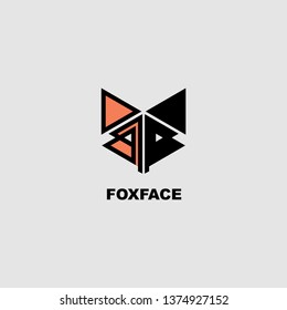 Fox Face Studio Company Simple Line Minimalist Cool Logo Vector Template