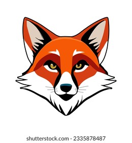 fox face vector illustration, Cute cartoon fox mascot. Funny red fox. little animal sticker. Cartoon animal character design. Flat vector illustration isolated on white background, Forest animal