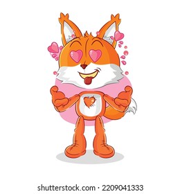 the fox fallin love vector. cartoon character