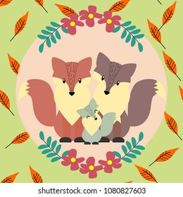 Fox family, dad, mom and kid.