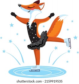 fox in a fancy dress on skates, champion