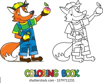 Fox farmer ABC coloring book. Alphabet F