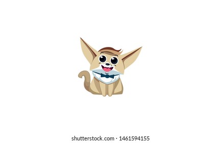 fox fenech, character fenek, mascot,  cheerful, n joyful. - vector