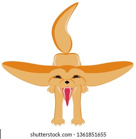 Fox fennec yawns - vector illustration. Cartoon