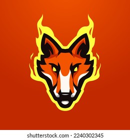 Vector de diseño del logotipo de la mascota de detección de incendios de Fox para deportes y juegos